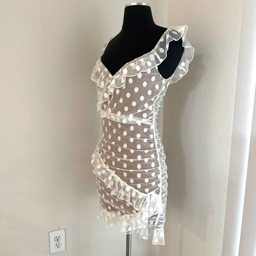 REVOLVE MAJORALLE Bandit Rushed Polka Dot
Ruffed Dress Size Medium - Picture 5 of 7